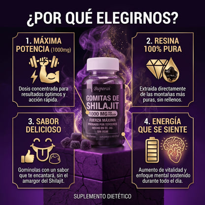 Shilajit Premium en Gomitas | Energía Natural, Concentración y Vitalidad