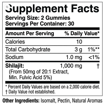 Shilajit Premium en Gomitas | Energía Natural, Concentración y Vitalidad