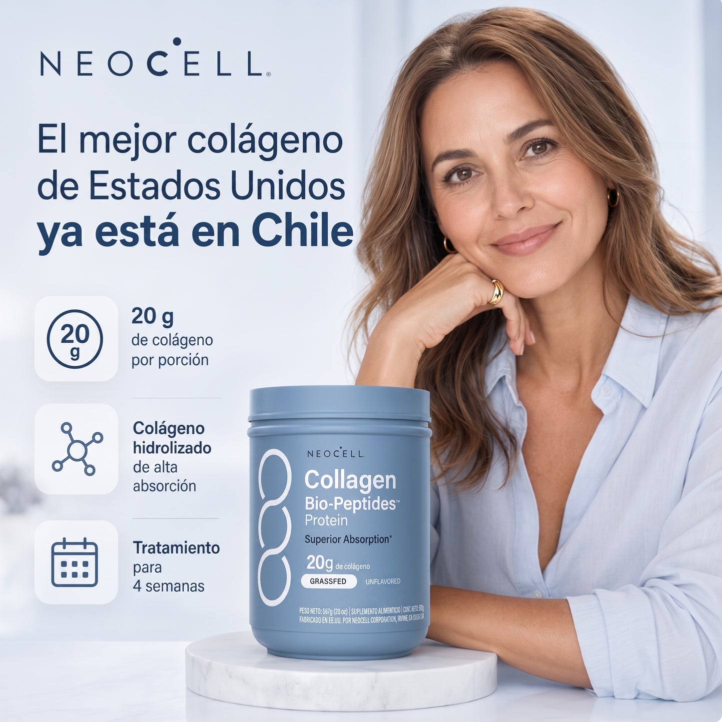 colágeno (bio-péptidos en polvo + protein) - neocell 567gr